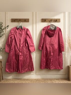 Vintage Totes Pink Raincoat Size 8 Hooded Lightweight Retro Coat trench stylish